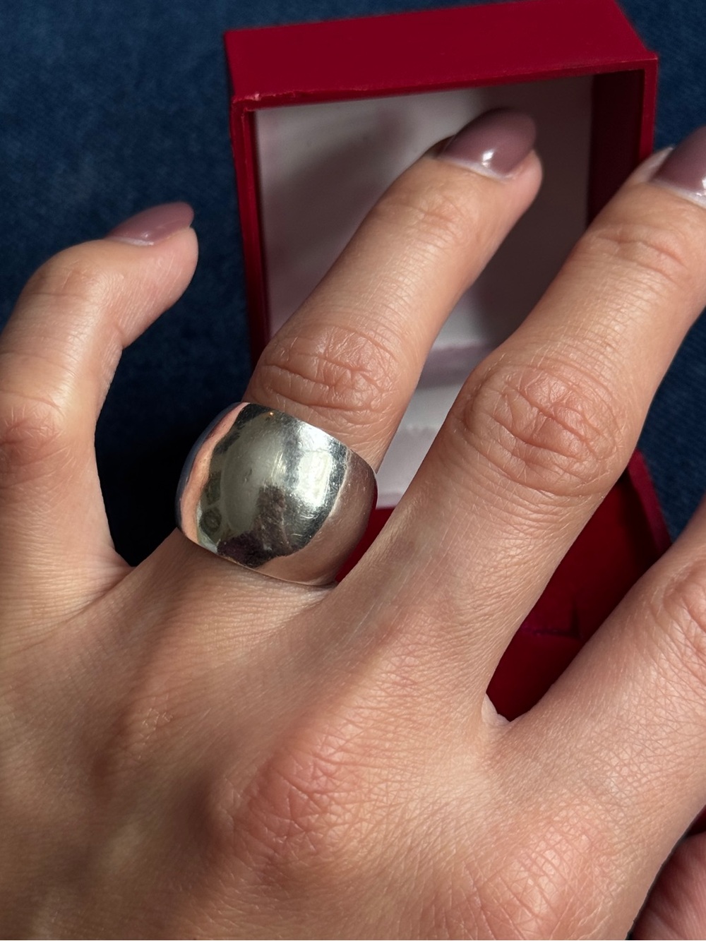 Vintage Sterling Silver Wide Domed Cigar Band
Ring Size 5.5